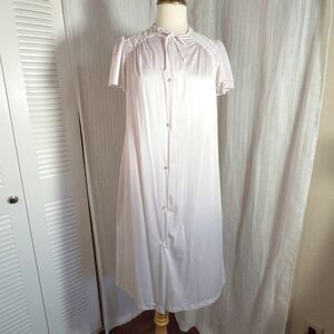 Vintage Nightgown Size M 80's Pale Lavender Midi Sleepwear English Garden